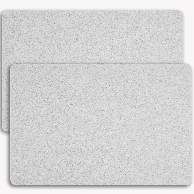 Non-Slip Bathtub Mat, 2 Pack Anti Slip Shower Mat, Fast Drying Bathtub Mats, Foot Scrubber Mat, Anti Slip Mat for Tub, Floor, Bathroom, Kitchen, Home, Hotel (White 24"×16"+24"×16")