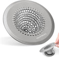 Shower Drain Hair Catcher, Fast Drainage Bathtub Drain Hair Catcher, Easy Clean Hair Catcher Shower Drain, Upgraded 304 Stainless Steel Shower Drain Cover for Bath Regular & Pop-up Drain (Light Gray)