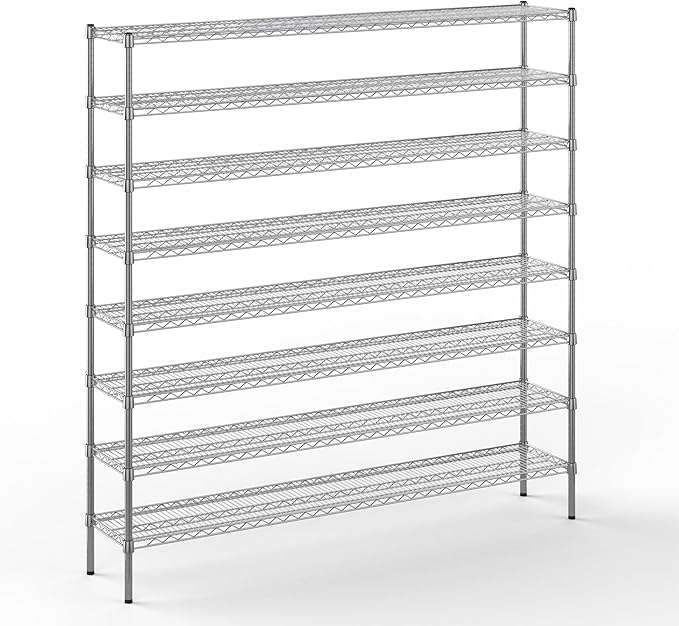 14" Deep x 72" Wide x 74" Height Wire Shelving Kit | 8-Tier | NSF Commercial Storage Rack Unit