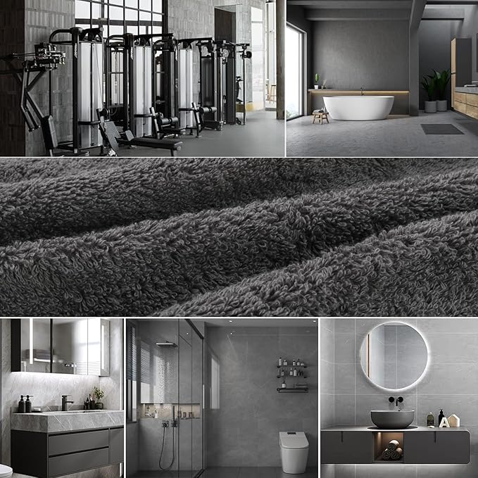 SEMAXE Bathroom Towel Set, 8-Piece Gray Cotton Towels with Loops – 2 Bath, 2 Hand, 4 Washcloths, Soft, Absorbent & Durable