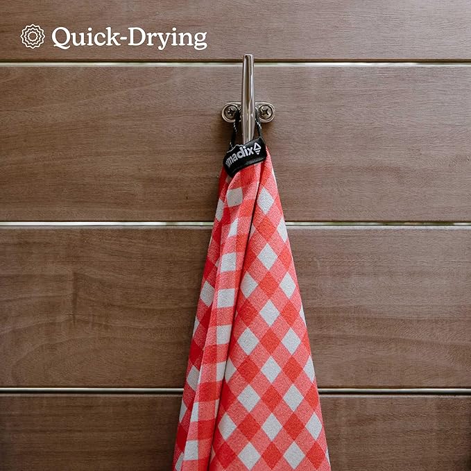 Nomadix Original Towel - Perfect for Beach, Pool, Travel, Camping, Yoga - Made with Recycled Materials - Super Absorbent - Sand Resistant - Gingham Red - 72.5x30