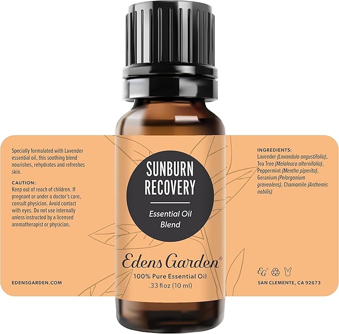 Edens Garden Sunburn Recovery Essential Oil Blend- 100% Pure Premium Grade, Undiluted, Natural, Therapeutic, Aromatherapy, The Best for Diffusing, Skin, Face, Hair 10 ml (.33 fl oz)