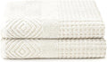 Texere 100% Organic Cotton Diamond Jacquard 700 GSM Luxury Bath Towel Sets - Ultra Soft and Absorbent Hotel and Spa Quality (Diamond, Cream, 2 Bath Towels)