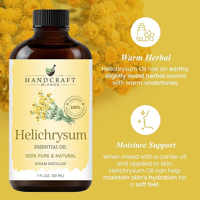 Handcraft Blends Helichrysum Essential Oil – 1 Fl Oz – 100% Pure and Natural – Premium Grade Essential Oil for Diffuser and Aromatherapy, Skin, Massage, Candle and Soap Making Fragrance