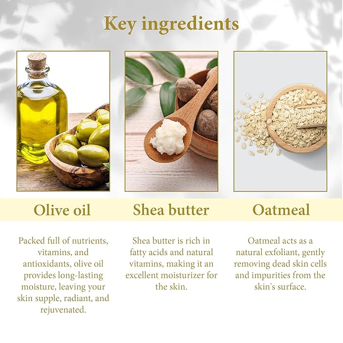 Calithea 3 Pack Soap Bars: Olive Oil Soap with Shea Butter & Oatmeal