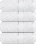 Casa Lino 100% Cotton Hand Towels for Bathroom - Soft, Highly Absorbent & Quick Dry Kitchen Towels - Gym Towel Set - Travel Towel Set - 24" x 16" - Pack of 4 - (White)