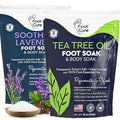 FOOT CURE Tea Tree Oil & Soothing Lavender Foot Soak with Epsom Salt - Best Toenail Treatment & Softens Calluses - Soothes Sore & Tired Feet, Foot Odor Scent, Spa Pedicure - 16 oz (Pack of 2)