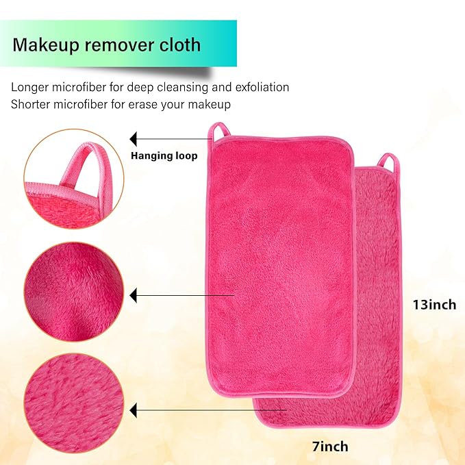 Nugilla Makeup Remover Cloth, 13x7 Inch Reusable Makeup Remover Towels, Microfiber Fast Drying Facial Washcloth, Soft Face Towels for Washing Face