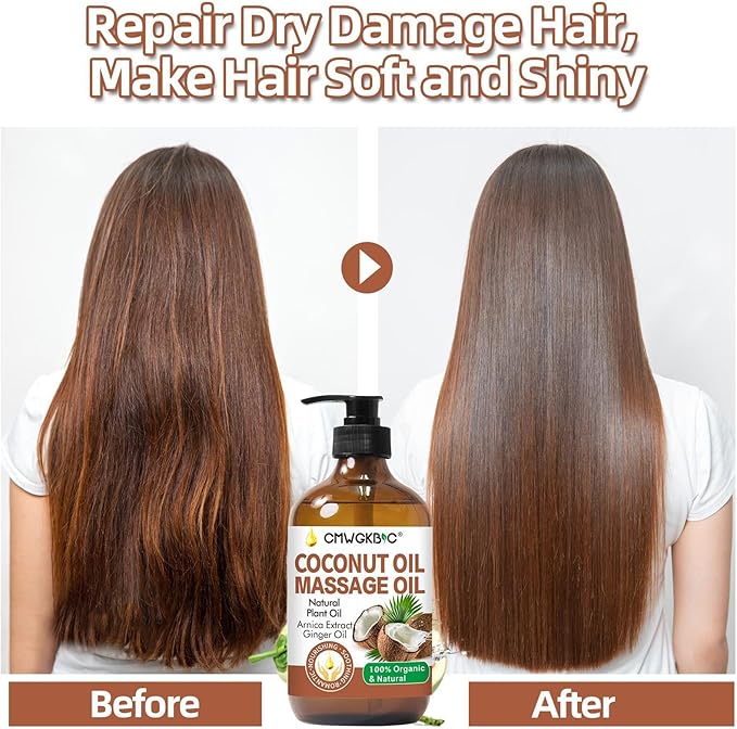 Coconut Oil Massage Oil for Massage Therapy- Relaxing Massage Oil,Carrier Oil for Essential Oils,Non-Greasy Coconut Oil for Skin and Hair,Massage Oils for Date Night Spa Body Oil for Women Men