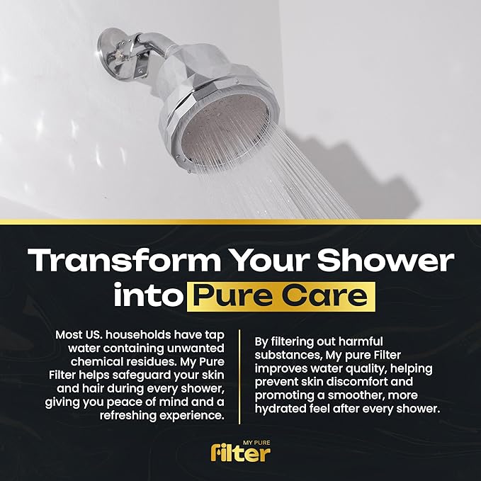 Shower With Internal Filter – Kit with 4 High-Pressure Water Softeners for Hard Water – Includes Replaceable Filters and Easy-Install Kits – Silver – My Purefilter