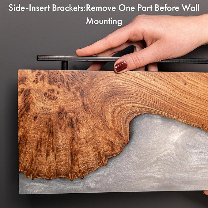 RWA Straight Edge Floating Shelf – Unique Wood Floating Shelf for Wall Decor, Living Room, Bedroom, or Bathroom – Sleek Decorative Wall Shelves for Home & Office (Straight/Platinum, Small - 12x6)