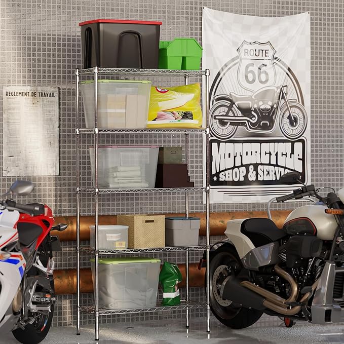 14" Deep x 36" Wide x 74" Height Wire Shelving Kit | 5-Tier | NSF Commercial Storage Rack Unit