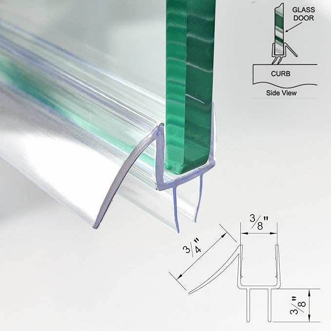 36" Shower Door Bottom Seal Strip Frameless Shower Sweep for 3/8" (10mm) Thick Glass Ultra Clear Polycarbonate (Single Pack)