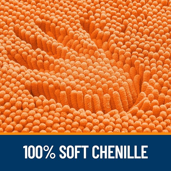 OLANLY Bathroom Rugs 36x24, Extra Soft Absorbent Chenille Bath Rugs, Rubber Backing Quick Dry, Machine Washable Bath Mats for Bathroom Floor, Tub and Shower, Home Decor Accessories, Orange