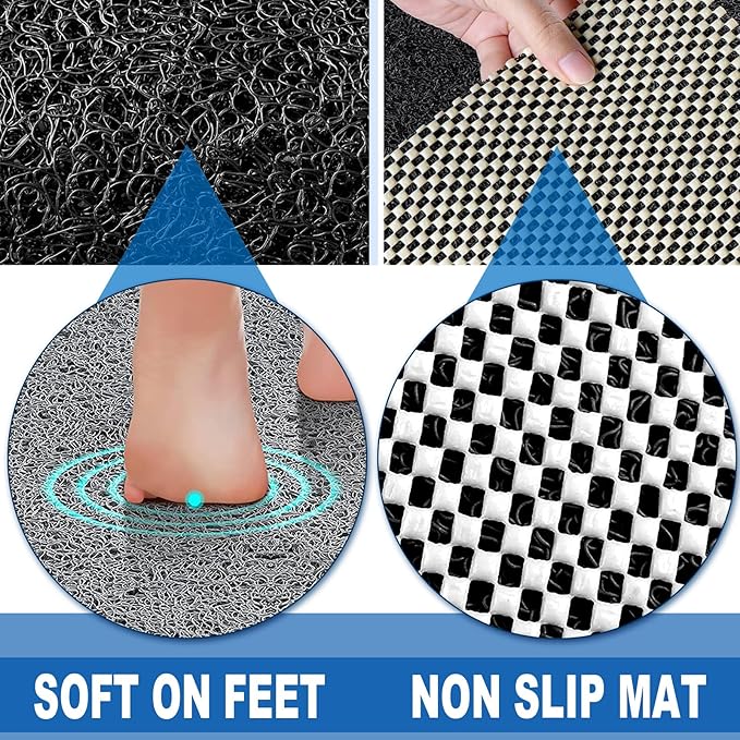 Shower Mats Non Slip for Elderly, 24x32’’Lager Loofah Loofah Bath Mats for Shower, Non-Slip Bath Mat for Elderly-Black