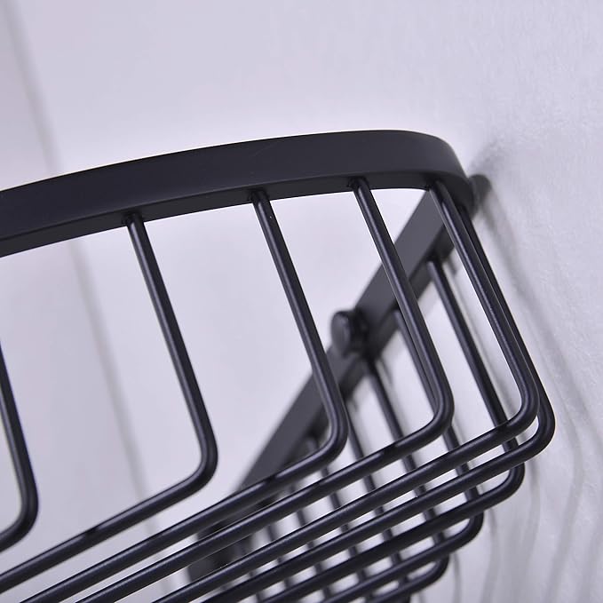 304 Stainless Steel Shower Caddy Corner Basket Shelf Bathroom Organizer Wall Mounted Storage, Matte Black Plated Finish Heavy Duty