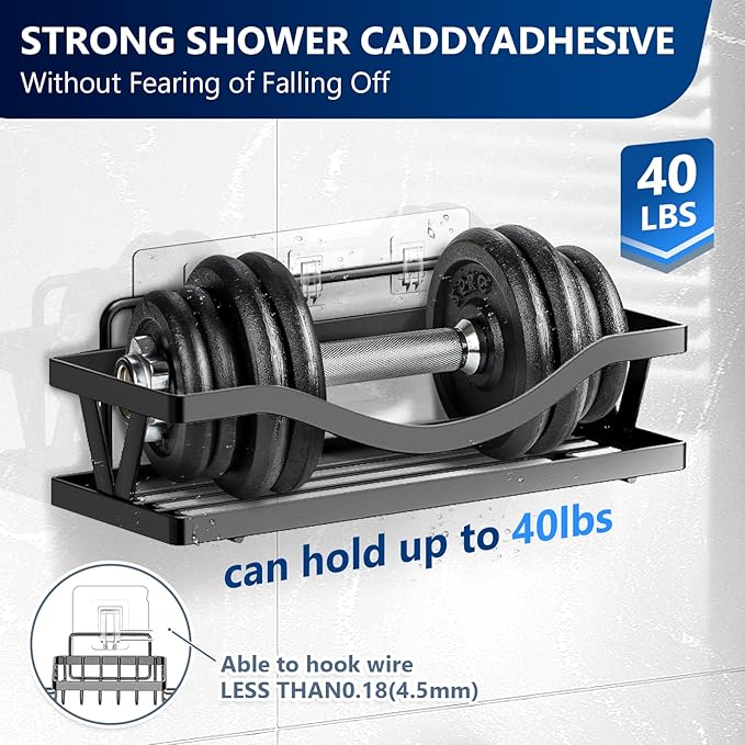 14 Pack Shower Caddy Replacement, Strong Hooks, No Drilling Shower Shelf, Hooks for Caddy, Soap Holder and Kitchen Racks