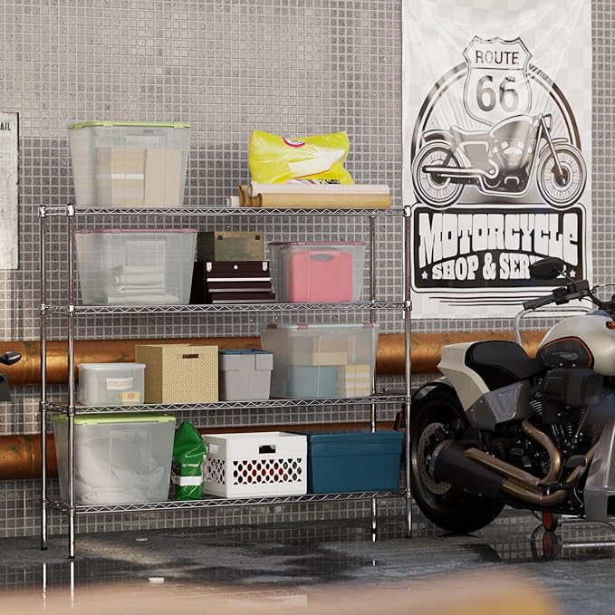 14" Deep x 60" Wide x 54" Height Wire Shelving Kit | 4-Tier | NSF Commercial Storage Rack Unit
