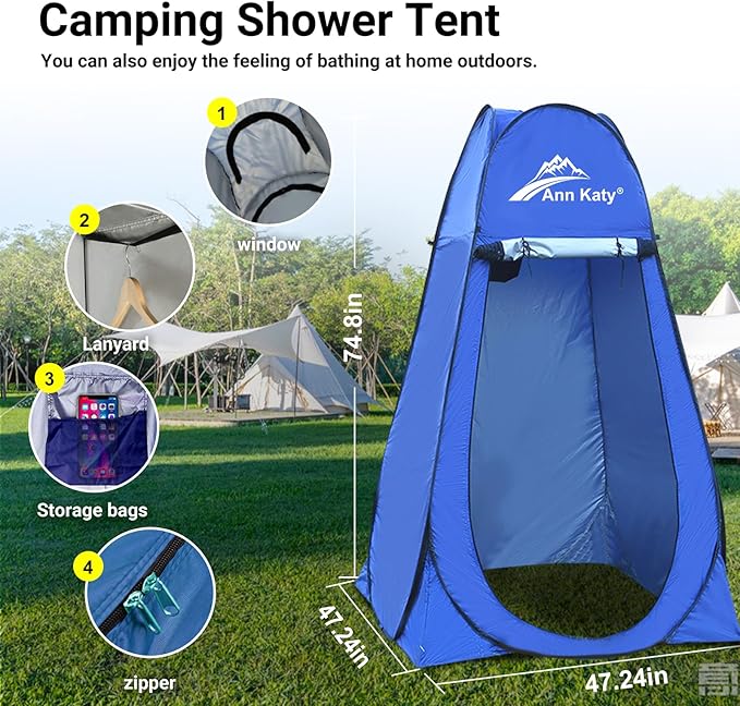 Pop up Privacy Shower Tents for Camping,Portable Dressing Changing Tent,Foldable Outdoor Shower Room,Instant Camp Toilet Tent,Sunshade Rain Shelter for Camping,Hiking,Beach,Dressing,Rv Accessories