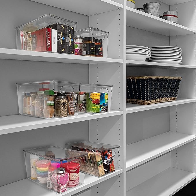 ClearSpace Plastic Storage Bins With lids, 4 Pack – Perfect Pantry Organization and Storage – Fridge Organizer, Pantry Storage Containers and Storage Bins, Cabinet Organizers