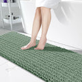 Yimobra Bathroom Runner Rug 70x24 Inch - Extra Long Non Slip Chenille Bath Mat, Soft & Absorbent, Machine Washable Shaggy Hallway Carpet for Vanity Tub Shower, Green Home Decor Accessories