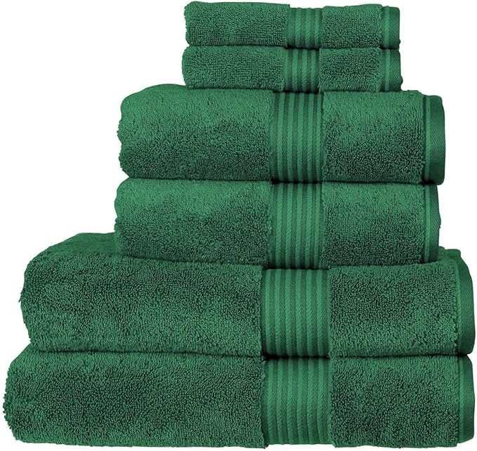 Christy Supreme Hygro 6 Piece Towel Set | Spruce Green | 100% Luxury Supima Cotton | Ultra Soft | Super Absorbent | 650GSM | 2 Bath Towels 2 Hand Towels 2 Face Cloths