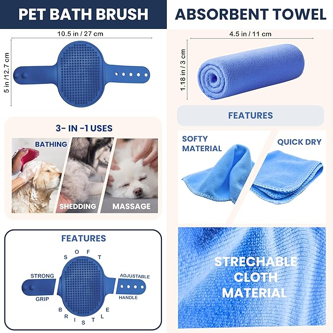 Dog Paw Washer Kit - Includes Paw Cleaner Cup, Towel, Pet Bath Brush & Moisturizing Balm - Dog Foot Washer for Muddy Paws, ideal for Small & Medium Dogs (Blue, Small)