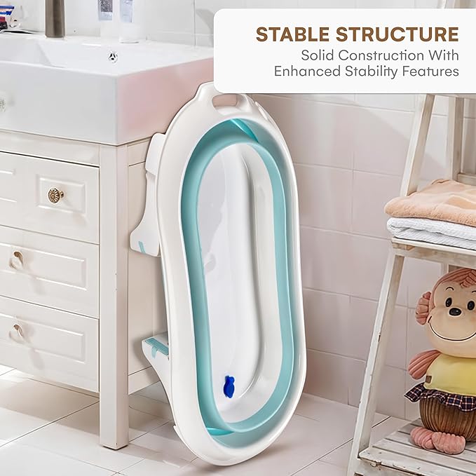 Childlike Behavior Portable Foldable Bathtub for Babies, Newborns, Infants, Toddlers - Collapsible, Folding Baby Soaking Bath Tub with Non-Slip, Anti-Skid Legs - Easy to Store, Safe Material