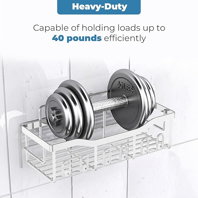 Fab Glass and Mirror Shower Caddy Pack of 5, white - Shower Organizer and Shelves for Efficient Storage, Wall Mounted Bathroom Caddy, Wall Organizer