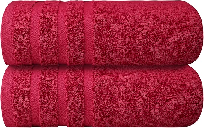 Infinitee Xclusives 100% Cotton Luxury Bath Towels Set of 2 (27x54 Inches) (Burgundy, Bath Towels - Pack 2)