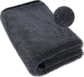Airlab Microfiber Towels for Cars Wash Drying Extra Large Super Absorbent Cleaning Cloth Auto Detailing Ultra Soft, Lint-Free, Streak-Free, 35 x 24 Inch, Pack of 1, Grey-Black, 600 GSM