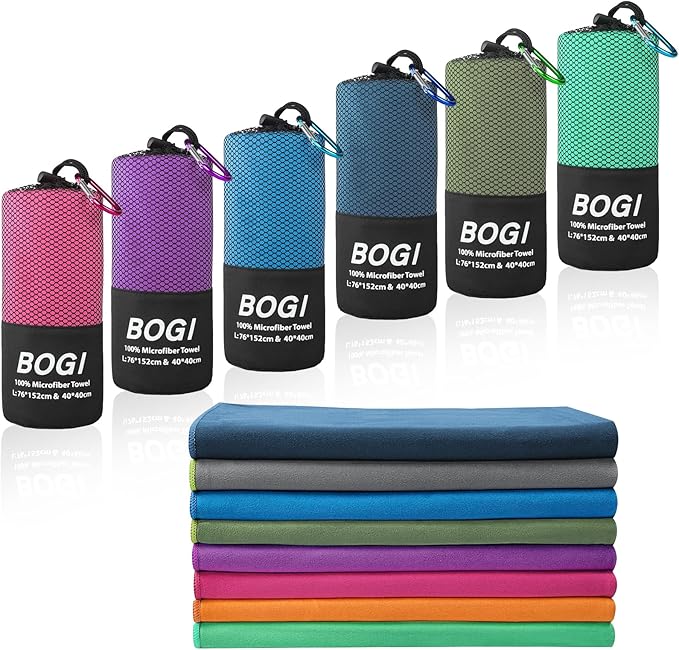 BOGI Microfiber Travel Sports Towel-Quick Dry Travel Towel,Soft Lightweight Absorbent Compact Sports Towel for Camping Gym Beach Bath Yoga Swimming Backpacking (S:16''x32'',2Pcs-AGreen)