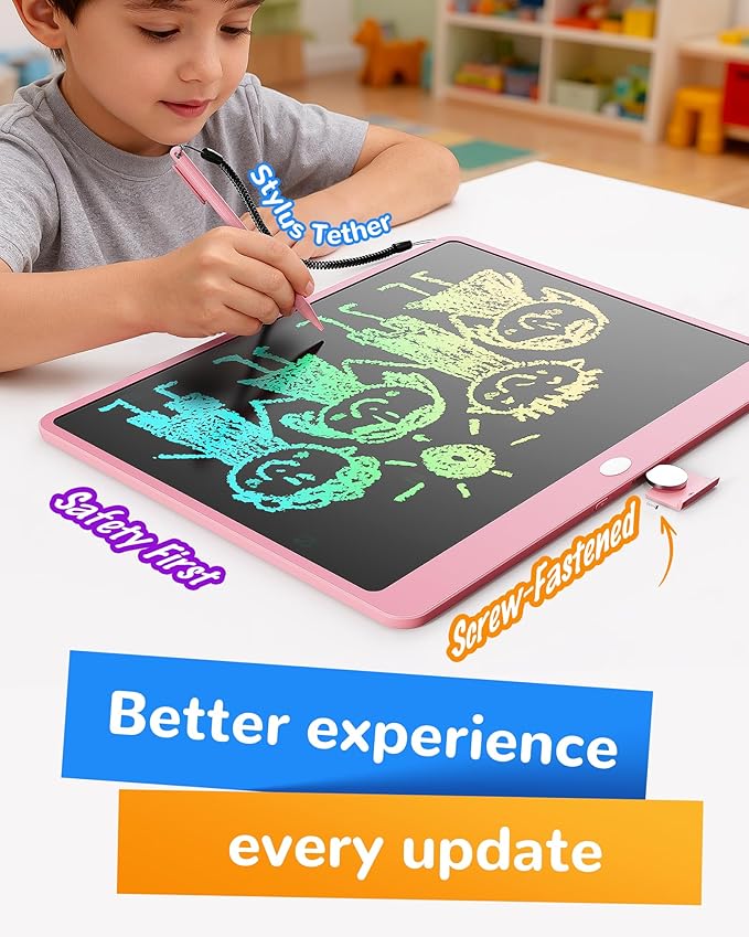 KOKODI LCD Writing Tablet, 16 Inch Colorful Toddler Doodle Board Drawing Tablet, Erasable Reusable Electronic Drawing Pads, Educational and Learning Toy for 3-6 Years Old Boy and Girls