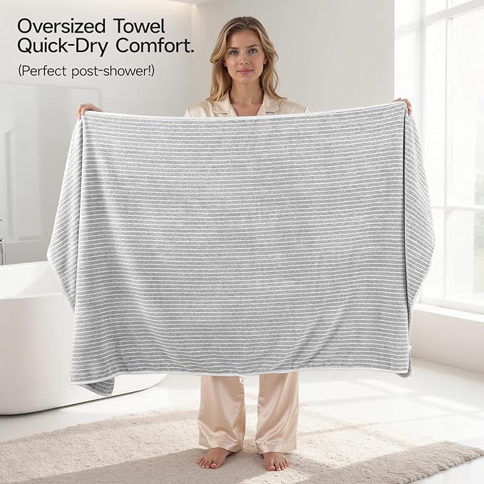REDKISS Ultra Soft Bath Towels Set of 6 Large 35"x70" | 100% Microfiber, Highly Absorbent & Quick Dry | Grey Towels for Bathroom, Spa, Gym | 2 Bath, 2 Hand, 2 Washcloths