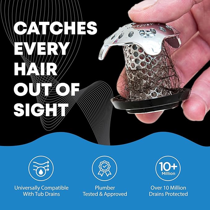 TubShroom Ultra Revolutionary Bath Tub Drain Protector Hair Catcher/Strainer/Snare Stainless Steel, Single Pack