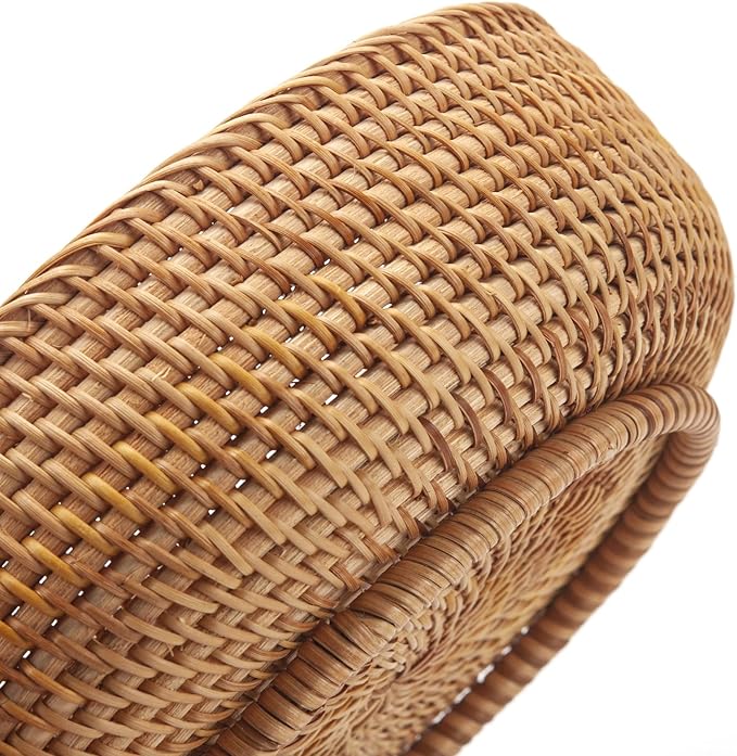 Round Rattan Fruit Baskets Woven Storage Bowls Key Holder Stackable for Shelf Kitchen Tabletop Natural Set of 3