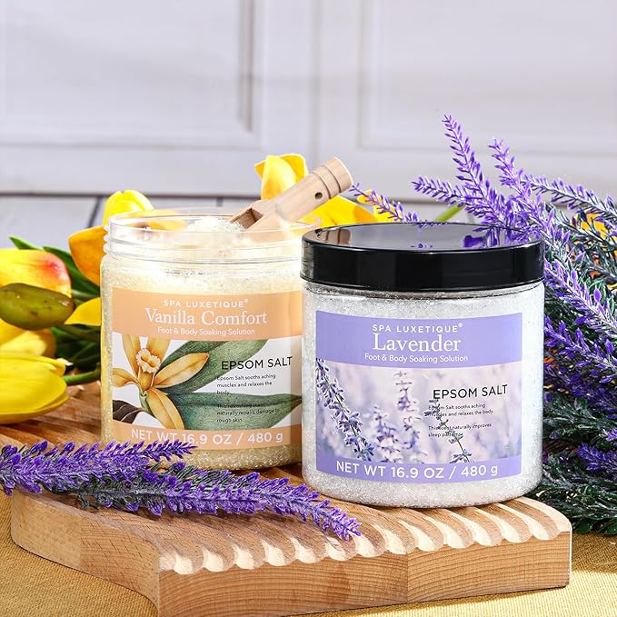 Bath Salts for Soaking, Spa Luxetique Epsom Salts Gifts Set for Women, 3.17lbs Bath Salts for Women, Epsom Salts for Soaking, Mother's Day Christmas Gifts for Woman Mom
