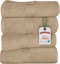 RIVERSIDE 100% Ring Spun Cotton Large Bath Towels Set of 4, 27 x 54 Inches – Quick Dry, Soft & Highly Absorbent Towels for Shower & Bathroom – Luxury 600 GSM Towels for Home, Spa, Gym, Hotel, Tan