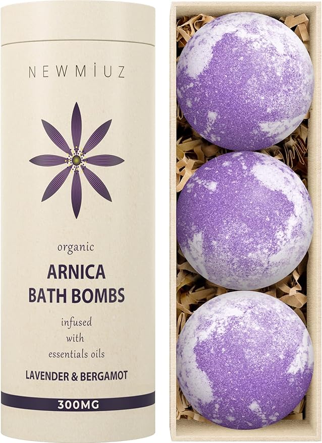 Arnica Bubble Bath Bombs Lavender Bergamot Essential Oils Luxurious Mega Foaming Bath Bombs for Dry Skin Nourishment Moisturizing Blissful Bath Gift