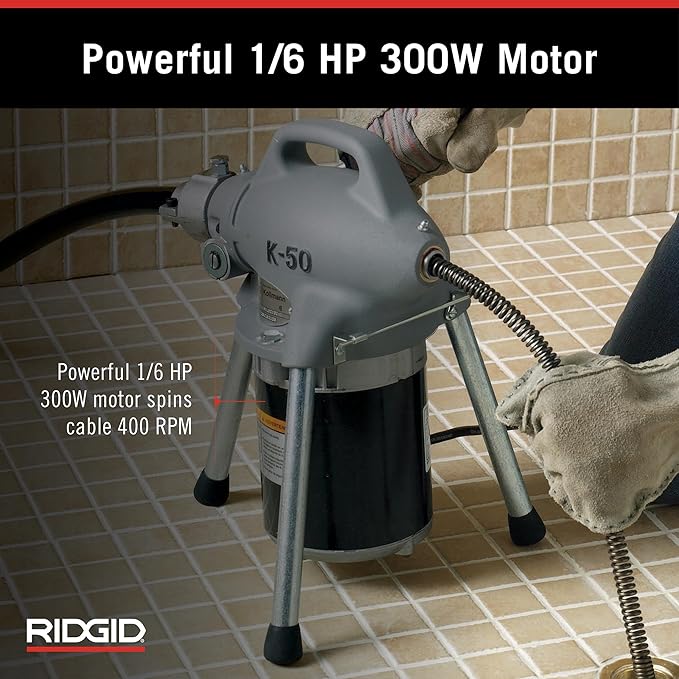 RIDGID 58920 Model K-50 Sectional Drain Cleaning Machine with 1/6 Horsepower Motor