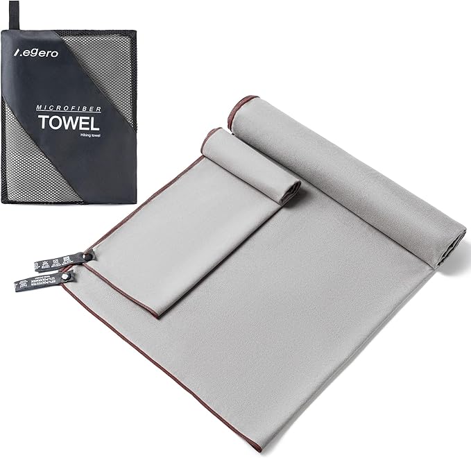 Camping Towel,2 Pack Microfiber Travel Sports Towel,Quick Dry-Super Absorbent-Ultra Compact-Ultra Soft-Lightweight.Suitable for Gym,Yoga,Trip,Beach,Shower,Backpacking,Pool(Grey)