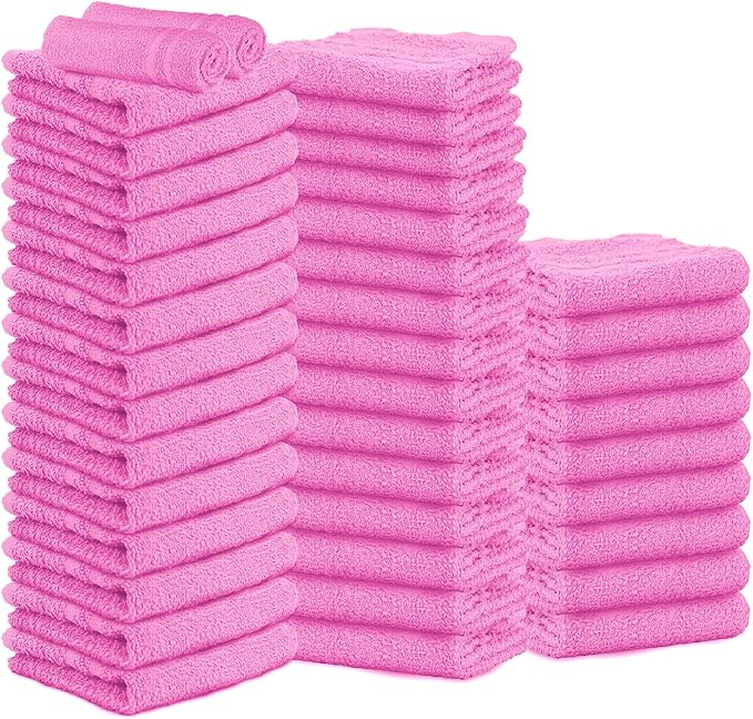 Hand Towels (Pack of 40) Pink Economy Towels Salon Towels - 100% Cotton Spa Towel – 16 x 27 Inches Highly Absorbable, Facial, Gym, Hair, Face Towels Bulk