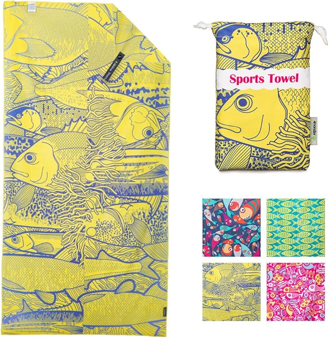 4Monster Microfiber Beach Towel Quick Dry,Super Absorbent Lightweight Travel Towel for Swimmers, Sand Free Camping Towel, Beach Towels for Pool,Swim,Water Sports,Yoga