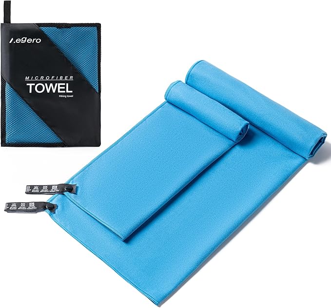Camping Towel,2 Pack Microfiber Travel Sports Towel,Quick Dry-Super Absorbent-Ultra Compact-Ultra Soft- Lightweight.Suitable for Gym,Yoga,Trip,Beach, Shower, Backpacking,Pool(Blue)