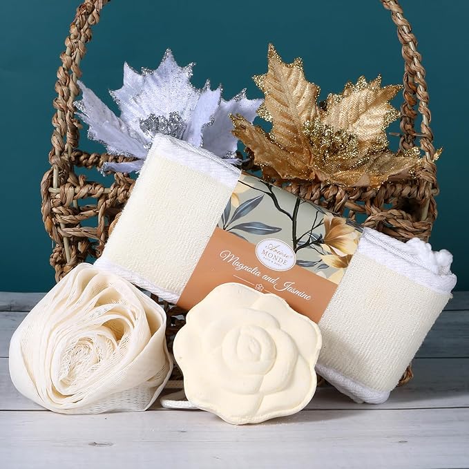 Home Spa Gift Basket, Bath Spa Kit for Women, with Body Lotion, Shower Gel, Bubble Bath, Body Scrub, Bath Salt, Bath Bomb, Bath Gift Set for Mother, Wife Her, with Magnolia and Jasmine Scent