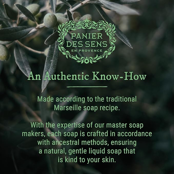 Panier des Sens - Liquid Hand Soap - Almond Hand Wash - French Marseille Moisturizing Hand Soap with Coconut Oil - Refillable Kitchen - 96% Natural Ingredients -16.9 Fl.oz