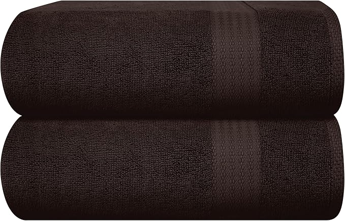 GLAMBURG Premium Cotton Oversized 2 Pack Bath Sheet 35x70-100% Pure Cotton - Ideal for Everyday use - Ultra Soft & Highly Absorbent - Machine Washable - Chocolate Brown