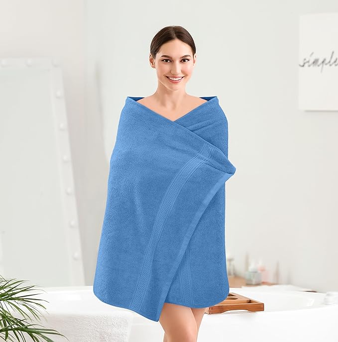 Utopia Towels 4 Pack Premium Bath Towels Set, 27 by 54 Inches, 100% Ring Spun Cotton 600GSM, Lightweight and Highly Absorbent Quick Drying Towels, Perfect for Daily Use, Electric Blue