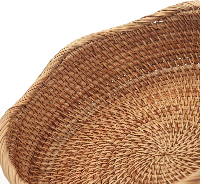 Rattan Bread Baskets Round Woven Fruit Bowls Key Holders Stackable for Storage, Snack, Fruit, Vegetable Natural Set of 3