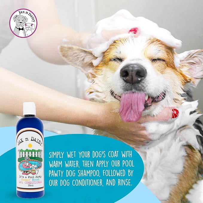 Jax n Daisy it s a Pool Pawty Summer Scent Dog Conditioner Essential Oil Conditioner for Dogs Gentle Dog Hair Cruelty Free Vegan Fur Made in The USA 16oz